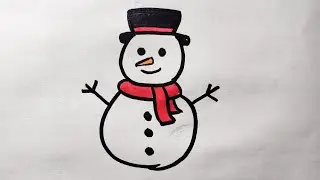 Easy Snowman Drawing for Kids | Cute Winter Art Tutorial