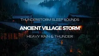 Deep Sleep in Ancient Village ⛈️ Heavy Thunderstorm & Rain Sounds at Night