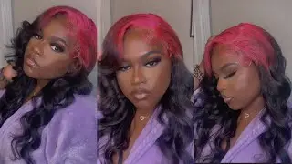 HOW TO HOT PINK COLORED ROOTS ON A CLOSURE WIG INSTALL TUTORIAL | ELFIN HAIR