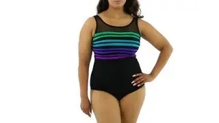 Longitude Technicolor Plus Size High Neck One Piece | SwimOutlet.com