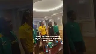 End of Jamaican team meeting singing of the National Anthem in Japan. @sprintectrackclub6388