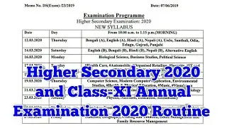 Higher Secondary 2020 and Class-XI Annual Examination 2020 Routine