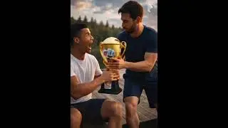 cristiano ronaldo quando o messi mostra a ta&ccedil;a da copa do mundo de 2022.obrigado pelos 100 inscritos