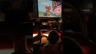 Nas watching classic Tom and Jerry cartoons in Sci-Fi Dine Theater Restaurant #thegodnasr #shorts