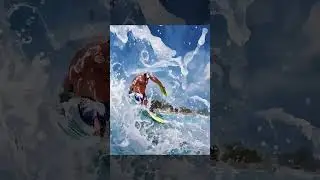 🌊Surfer Shreds an Animated Wave | Relaxing Visual & Audio Animated Journey | AI Generative Animation