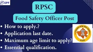 RPSC || Food Safety Officer Post || Direct Recruitment || NEW VACANCY 2022 ||