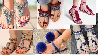 Stylish flat sandals collection 2021//latest trandy fashion flat sandals college girl wear designs