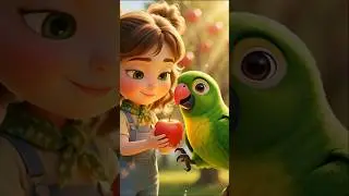 Apple Tree Song 🍎 Cute Girl & Parrot Friendship | Kids Happy Short