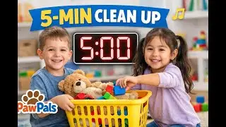 5-Minute Clean Up Timer Song (Ages 3&ndash;6) | 5-4-3-2-1 Tidy Up! | PawPals Song