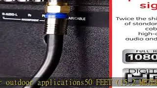 GE RG6 Coaxial Cable, 50 ft. F-Type Connectors, Quad Shielded Coax Cable, 3 GHz Digital, In-Wall Ra