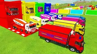 ТРАНСПОРТИРОВКА КРАСОЧНОГО ПОЛИЦЕЙСКОГО ГРУЗОВИКА VOLVO LOGISTIC И АВТОБЕТОНОМАСЛООБМЕННИКА POLIM...