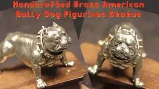 Handcrafted Brass American Bully  Dog Figurines Vintage Pure Copper Statue Desk Ornament