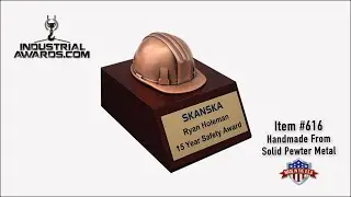 Bronze hard hat safety award trophy plaque unique gift for construction industry