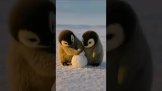 Fluffy Penguins Build a Snowman Together 🐧☃️❄️