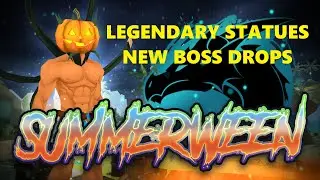AQ3D Summerween Is Here!  New Legendary Class Statues & Boss Drops #aq3d #statues #houseitems