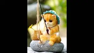Mylisashop Fishing Cat Figurine #gardendesign #creativegarden #creativegardening #whimsicaldesign