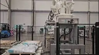 ABB Robotic Plastic Bag Palletizer for Bags of seeds, grains, rice, animal feed, cement, mortar etc.