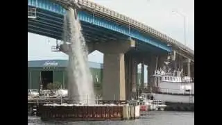 Brooks Bridge / Barge collision scene
