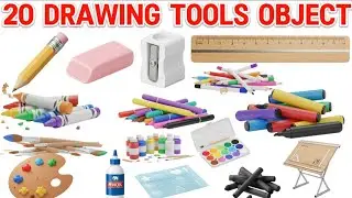 20 Drawing Use Objects Name with Description in English | Drawing Tools for Kids | shoumiktots