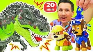 Les chiots contre les dinosaures 🦕 Jeux avec la Pat Patrouille en jouets pour enfants