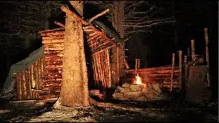 Bushcraft Shelter - Insulating the walls - Working into the night!