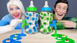 Blue Food vs. Green Food Challenge Blue Black Food Challenge Elsa Frozen vs. Hulk Mukbang by JELL...