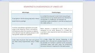 Advantages and disadvantages of linked list