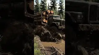 SnowRunner Power! 🎮 Full Load Log Truck vs. DEEP Mud Pit!