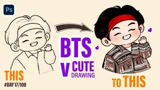 Day 17 | Chibi BTS V Drawing 💜✨ | Cute K-Pop Fanart | 100 Days Drawing Challenge