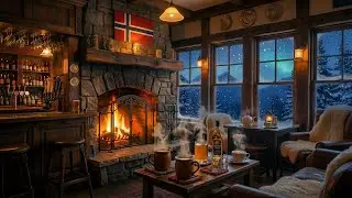 Norwegian Highland Pub Ambience 🏴🔥Cozy Fireplace & Nordic Folk Music for Relaxing