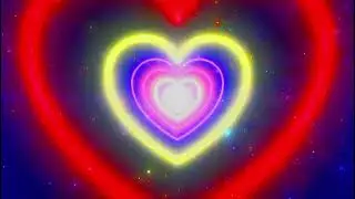 Noen Light love Heart Tunnel Anel Rumenentic Abstract Glow Particles 4K Monuy Wallpaper Background