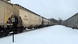 Great Lakes Central Hauling all CSX Hoppers w/ rare horn going through Howell, MI - 1/23/2024