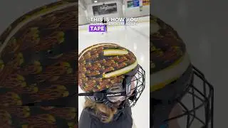 Crazy helmet &ldquo;tape job&rdquo; by U13 hockey player! #hockeyfun #hockeyplayers