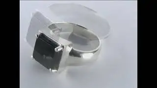 Black agate silver ring Onyx stone Square design 29 big gemstone 12 mm