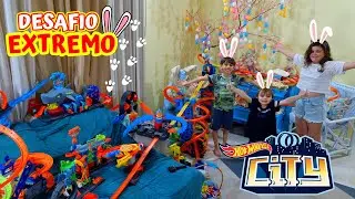 HOT WHEELS CITY - 🐰Desafio extremo de P&aacute;scoa 🐰- Extreme Easter Challenge - Fam&iacute;lia Fafafran