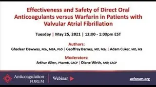 Effectiveness and Safety of Direct Oral Anticoagulants vs Warfarin in Patients with Valvular AFib