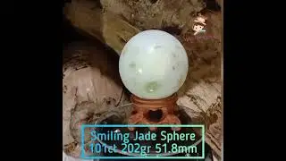 Natural White Jade (With some green spot) Smiling Face Sphere