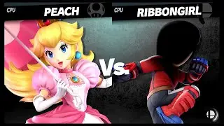 Peach VS Ribbon Girl Mii Brawler LV 9 CPU Battle Super Smash Bros Ultimate