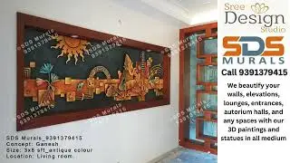 Abstract Ganesh Mixed Media Mural