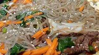 Japchae  Sterfry Noodles Korean Mukbang