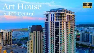 Art House and 400 Central - aerial views of downtown St Petersburg, Florida
