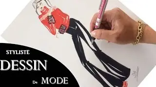 dessin de mode blouse et son pantalon 💖 draw trousers and red coat 💖