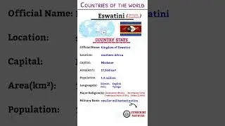 Countries of the world 🌎| About Eswatini 🇸🇿| Mbabane| MathUse #swaziland #africa #viral #gk #study