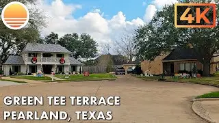 Green Tee Terrace Neighborhood in Pearland, Texas! Drive through a neighborhood with Christmas decor