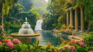 Enchanted Garden Fountain and Waterfall | Nature Sounds and Water for Deep Sleep & Insomnia Relief