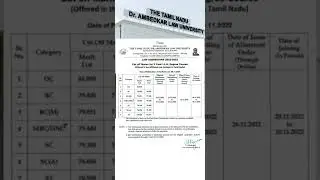 Cut off Marks for 3 Year LL.B. Degree Course (Affiliated Law Colleges) 2022-2023#cutoffmarks #tndalu