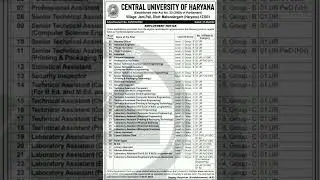 Various Vacancies in Central University of Haryana, Mahendragarh...