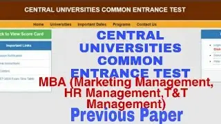#CUCET_ MBA  CUCET MBA PREVIOUS PAPER 2019     PG-QP-38   MBA Marketing Management,HR Management