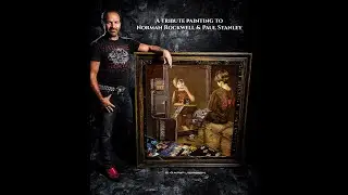 Starchild at mirror - a tribute painting to Paul Stanley & Norman Rockwell