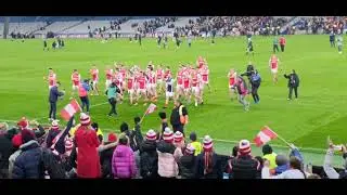 Cuala players celebrate winning the 2025 All Ireland Club Football Final at Croke Park